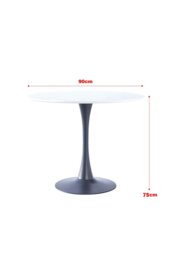 Rackhams Round Dining Table with Black Metal Base & MDF Top - White - thumbnail 3