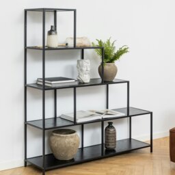Rackhams Seaford Bookcase with 4 Shelves in Black - 1 - Black - Wood - thumbnail 5