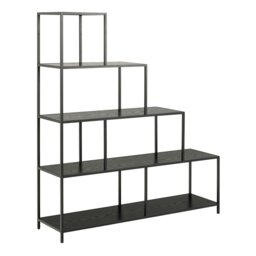 Rackhams Seaford Bookcase with 4 Shelves in Black - 1 - Black - Wood