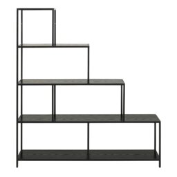 Rackhams Seaford Bookcase with 4 Shelves in Black - 1 - Black - Wood - thumbnail 2