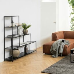 Rackhams Seaford Bookcase with 4 Shelves in Black - 1 - Black - Wood - thumbnail 4