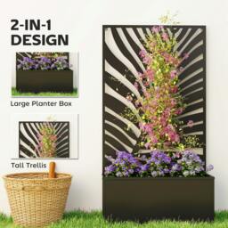 Rackhams Metal Raised Garden Bed with Trellis, Outdoor Elevated Planter Box - thumbnail 4
