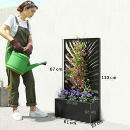 Rackhams Metal Raised Garden Bed with Trellis, Outdoor Elevated Planter Box - thumbnail 3