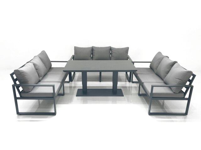 Rackhams 9 Seater Garden Sofa Set Aluminium Furniture Rising Dining Tabe Set Dark Grey - image 1