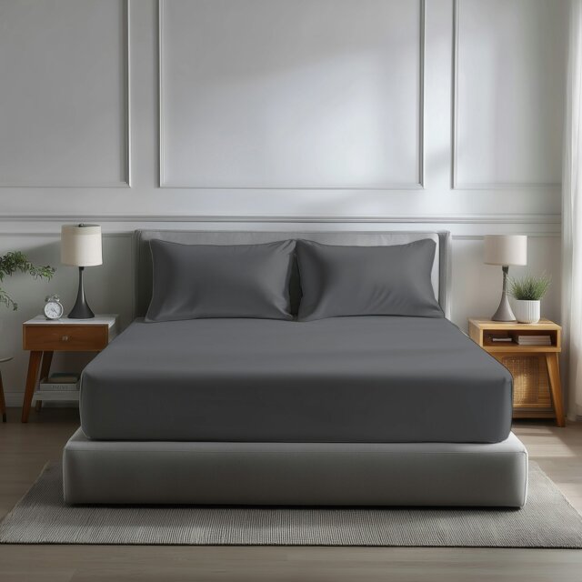 Rackhams Microfibre Soft Touch Fitted Sheet 40cm Extra Deep Skirt Plain Dyed Bed Linen - Single - Grey - image 1