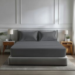Rackhams Microfibre Soft Touch Fitted Sheet 40cm Extra Deep Skirt Plain Dyed Bed Linen - Single - Grey - thumbnail 1