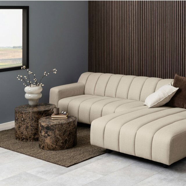 Rackhams Dice Round Coffee Table Set of 2 in Brown Marble and Delhi Rough Paper - brown - Brown - 58 - image 1