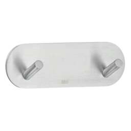 Rackhams Brushed Stainless Steel Double Towel Hook (90 x 30mm) Self Adhesive Bathroom Wall Mounted