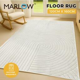 Rackhams Washable Area Rug Soft Velvet Floor Mat Non Slip Living Room 120x160cm - thumbnail 2