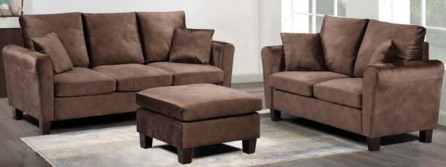 Rackhams Tivoli Sofa Set: Brushed Velvet for a Luxurious Living Room Experience - Brown - 3+2 Sofa Set - image 1