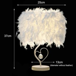 Rackhams White Feather Table Lamp Bedside Nightstand Lamp with Heart Shape Base - thumbnail 4