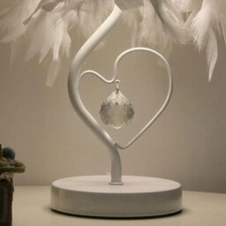 Rackhams White Feather Table Lamp Bedside Nightstand Lamp with Heart Shape Base - thumbnail 3