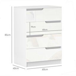 Rackhams 4 Drawer Chest of Drawers for Bedroom, 60 x 40 x 85cm, White - White - 4 - thumbnail 3