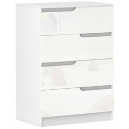 Rackhams 4 Drawer Chest of Drawers for Bedroom, 60 x 40 x 85cm, White - White - 4 - thumbnail 2