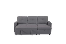 Rackhams Newport Leather 3 Seater Pullout Sofa Bed in Grey with Storage Compartment - thumbnail 4