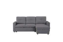 Rackhams Newport Leather 3 Seater Pullout Sofa Bed in Grey with Storage Compartment - thumbnail 6