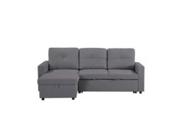 Rackhams Newport Leather 3 Seater Pullout Sofa Bed in Grey with Storage Compartment - thumbnail 5