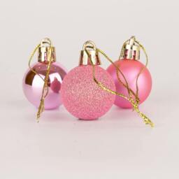 Rackhams Pink Shatterproof Christmas Baubles 3cm Pack Sizes for Trees, Garlands and Seasonal Decorating - 12PCS - thumbnail 6