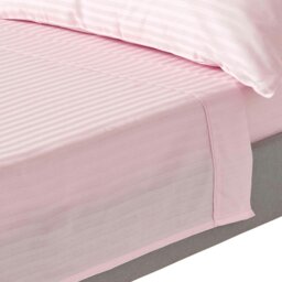 Rackhams Silky 330 TC Egyptian Cotton Satin Stripe Flat Sheet - Pink - Super King