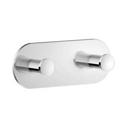 Rackhams Polished Chrome Stainless Steel Double Towel Hook Rail (L)120mm (H)45mm Self Adhesive Wall Mounted Bathroom Robe Rack