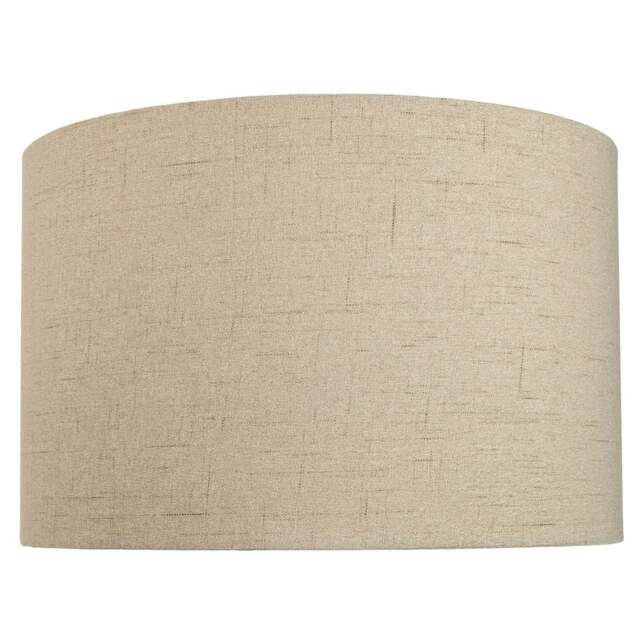 "Rackhams Contemporary and Sleek Taupe Textured 14"" Linen Fabric Drum Lamp Shade 60w Max" - image 1