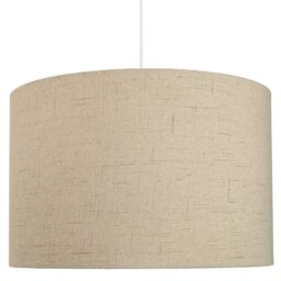 "Rackhams Contemporary and Sleek Taupe Textured 14"" Linen Fabric Drum Lamp Shade 60w Max" - thumbnail 6
