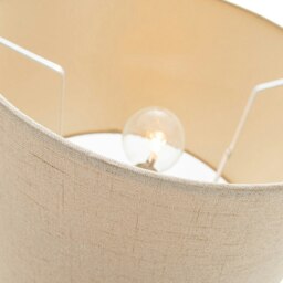 "Rackhams Contemporary and Sleek Taupe Textured 14"" Linen Fabric Drum Lamp Shade 60w Max" - thumbnail 3
