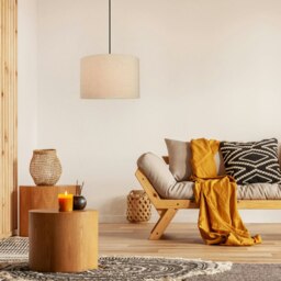 "Rackhams Contemporary and Sleek Taupe Textured 14"" Linen Fabric Drum Lamp Shade 60w Max" - thumbnail 4