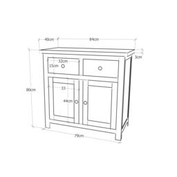 Rackhams Mirano Grey 2 Drawer 2 Door Sideboard Brass Knob - Grey - thumbnail 2