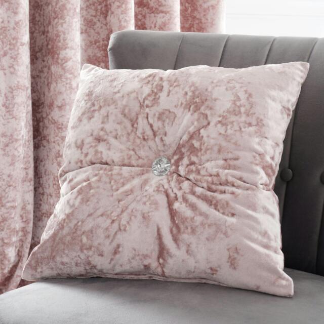 Rackhams Crushed Velvet Filled Cushion - Pink - image 1