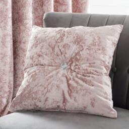 Rackhams Crushed Velvet Filled Cushion - Pink
