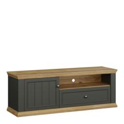 Rackhams Pontypool TV Unit with Drawer & Open Shelf in Grey and Mauvella Oak - W 149.5 X  H 53.8 X  D 43.5cm - 1 - Manufactured Wood - thumbnail 2