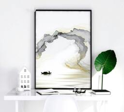 Rackhams Japanese art wall - set of 3 framed wall art - A2 16.54 x 23.39 in / 42 x 59.4 cm - Satin Photo paper 280 gsm - Oak Frame - thumbnail 4
