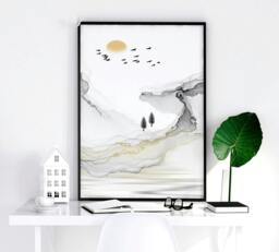 Rackhams Japanese art wall - set of 3 framed wall art - A2 16.54 x 23.39 in / 42 x 59.4 cm - Satin Photo paper 280 gsm - Oak Frame - thumbnail 5