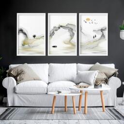 Rackhams Japanese art wall - set of 3 framed wall art - A2 16.54 x 23.39 in / 42 x 59.4 cm - Satin Photo paper 280 gsm - Oak Frame - thumbnail 2