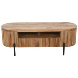 Rackhams Niles Natural Solid Wood TV Cabinet With Metal Legs - 140 cm - 50 cm - Wood - thumbnail 6