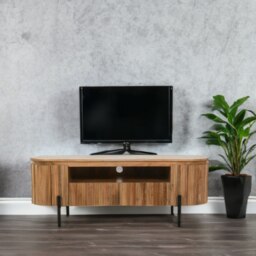 Rackhams Niles Natural Solid Wood TV Cabinet With Metal Legs - 140 cm - 50 cm - Wood - thumbnail 3