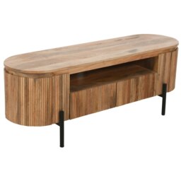 Rackhams Niles Natural Solid Wood TV Cabinet With Metal Legs - 140 cm - 50 cm - Wood - thumbnail 5