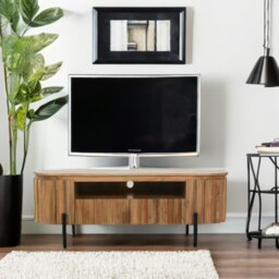 Rackhams Niles Natural Solid Wood TV Cabinet With Metal Legs - 140 cm - 50 cm - Wood