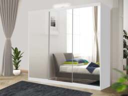 Rackhams Stylish Bedroom Sliding Wardrobe with LED Light - comes in White/Grey/Black/Oak and Width 100cm/120cm/150cm/180cm/203cm/250cm - 180cm - Engineered Wood - Grey - thumbnail 3