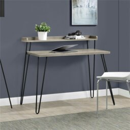 Rackhams Haven Retro Desk with Riser in Distressed Grey Oak - thumbnail 3