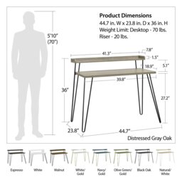 Rackhams Haven Retro Desk with Riser in Distressed Grey Oak - thumbnail 5