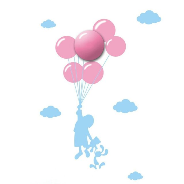 Rackhams Ballons LED Childrens Lamp Charming Fun Night Light Ultra Low Consumption 0.6W Colourful Wall Decals Create A 3D Effect
