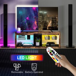Rackhams TV Stand, Entertainment Centre with LED Lights, Rustic Brown - Rustic Brown - thumbnail 3