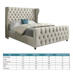 Rackhams Donati Straight Curved Top Upholstered Soft Velvet Bed Frame - Cream - Silver - Super king - thumbnail 4