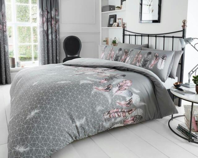 Rackhams Feathers Duvet Cover and Pillowcase Set - Grey - Double (200cm x 200cm)