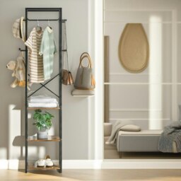 Rackhams Industrial Coat Stand With 3 Shelves And 8 Hooks Brown - thumbnail 2