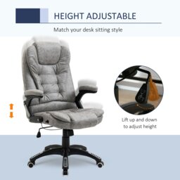 Rackhams High Back Home Office Chair Swivel Microfibre Fabric Desk Chair, Grey - Dark Grey - thumbnail 4