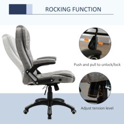 Rackhams High Back Home Office Chair Swivel Microfibre Fabric Desk Chair, Grey - Dark Grey - thumbnail 5