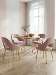 Rackhams District Pink Metal And Elm Wood Round Dining Table - thumbnail 2